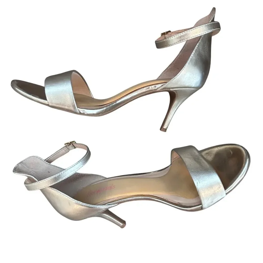 BP Luminate Gold Strappy Slingback Heel Ankle Strap Womens Size 8